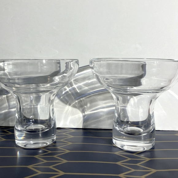 MCM Heavy Mushroom Shaped Cocktail Margarita Set Of 2 Vintage Mid Mod Glasses - Picture 1 of 14